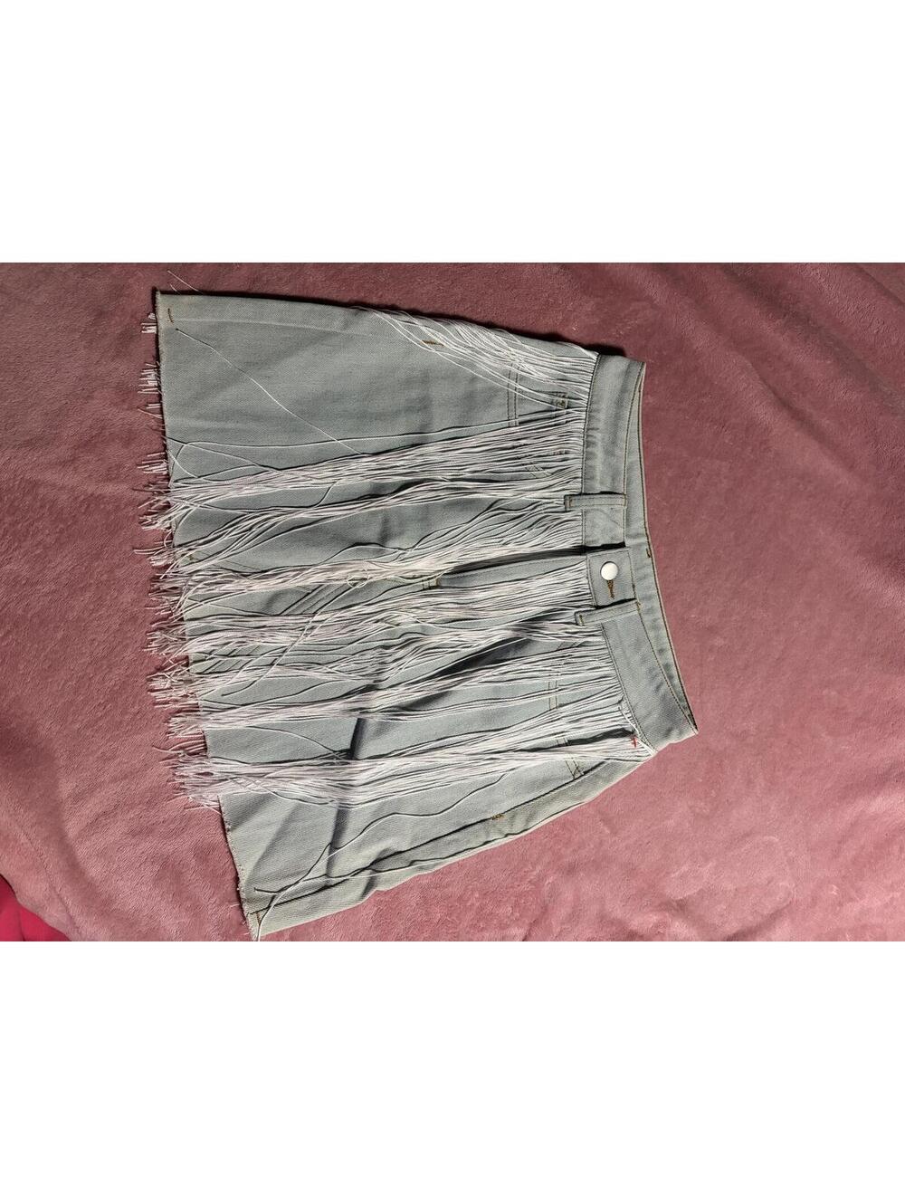 Shein Medium Light Blue Fringe Denim Skirt